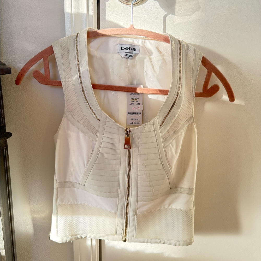 Bebe Ivory Zip-Up Vest